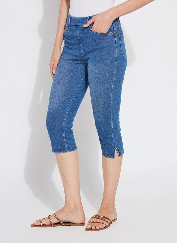 Lyssé Granada Front Pocket Capri Denim (18.5" Inseam) Mid Wash