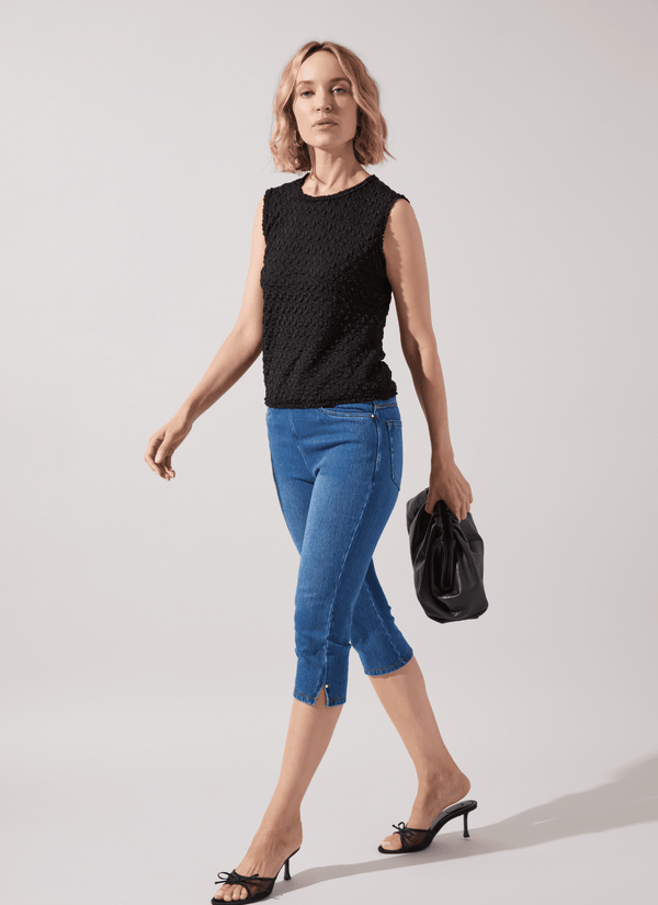 lyssé Granada Front Pocket Capri Denim (18.5" Inseam) Mid Wash