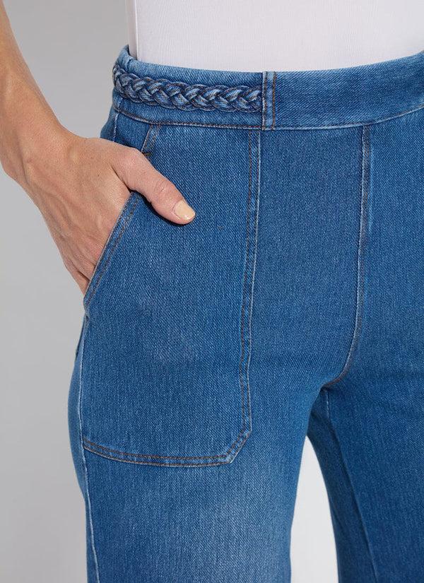 Lyssé Hayes Braided Wide Leg Crop (26" Inseam) Mid Wash