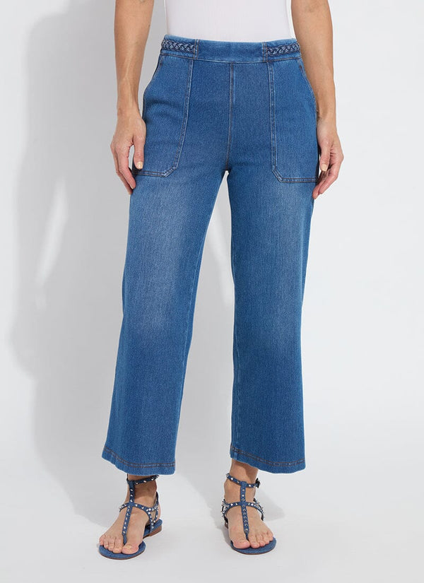 lyssé Hayes Braided Wide Leg Crop (26" Inseam) Mid Wash