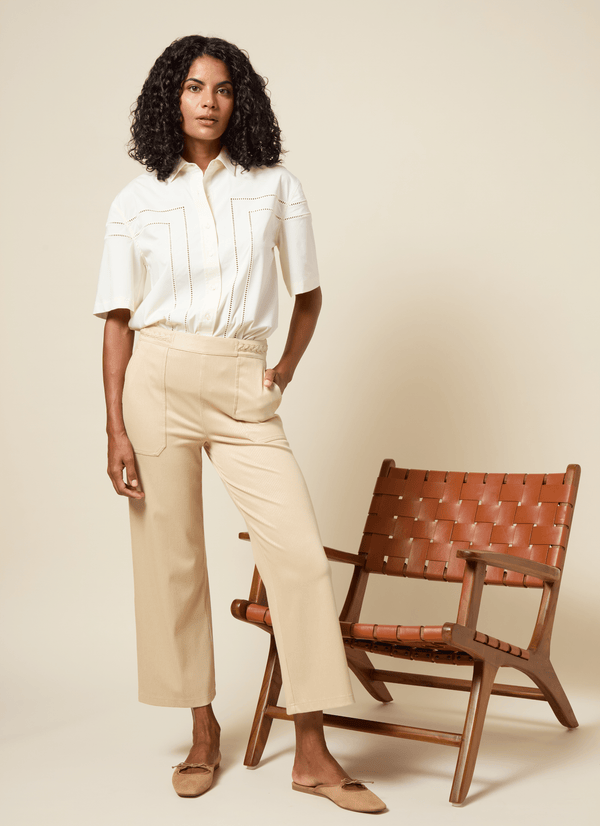 Lyssé Hayes Braided Wide Leg Crop (26" Inseam) Raffia Sheen Line