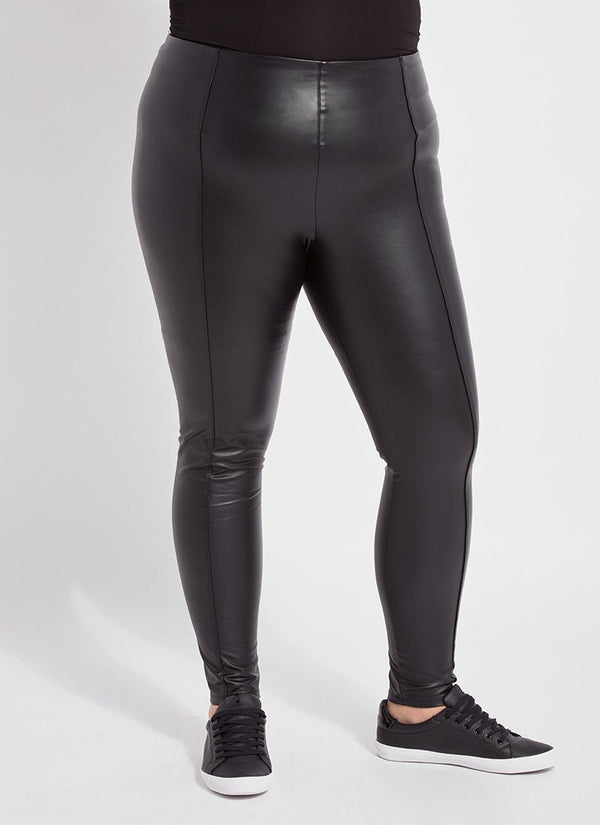 lyssé Hi Waist Vegan Leather Legging (Plus Size 28.5" Inseam) Black