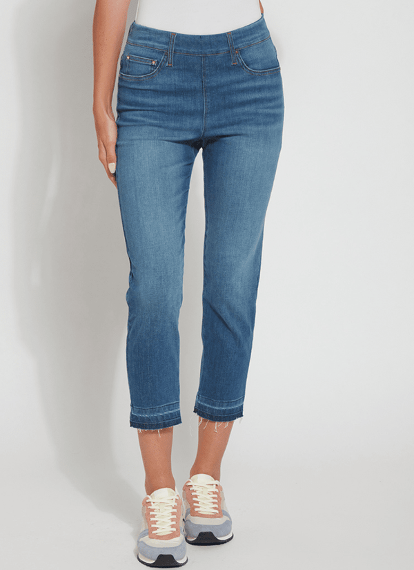 lyssé 'Holding Power' Premium Denim- Cropped Straight Leg (24.5" Inseam) Authentic Midwash
