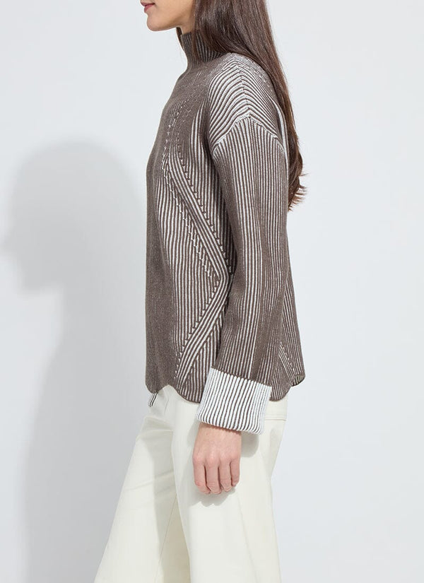 Lyssé Hyacinth Cozy Rib Scallop Edge Pullover Americano Snow White