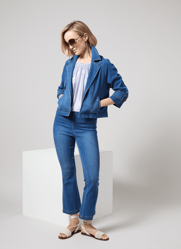 lyssé Jade Stretch Tencel Denim Flare (27" Inseam) Mid Wash