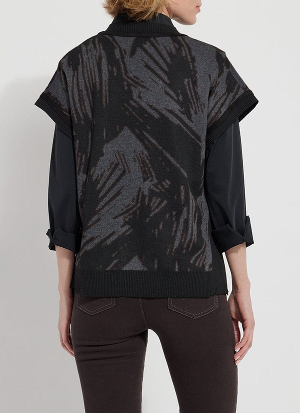 Lyssé Kimberly Sweater Vest Abstract Overlay Jacquard