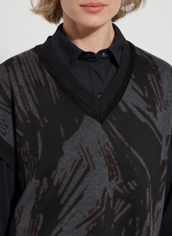 Lyssé Kimberly Sweater Vest Abstract Overlay Jacquard