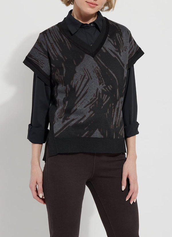 lyssé Kimberly Sweater Vest Abstract Overlay Jacquard