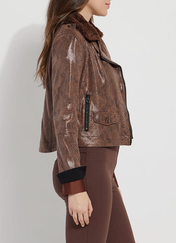 Lyssé Liana Detachable Collar Jacket Cocoa Powder Snake