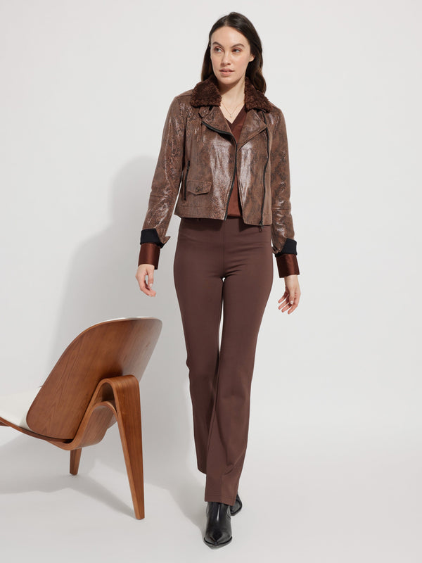Lyssé Liana Detachable Collar Jacket Cocoa Powder Snake