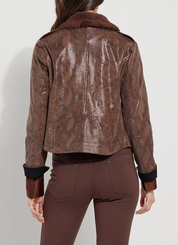 Lyssé Liana Detachable Collar Jacket Cocoa Powder Snake