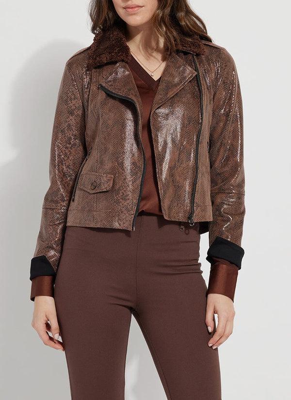 lyssé Liana Detachable Collar Jacket Cocoa Powder Snake