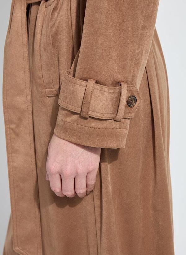 Lyssé Agatha Vegan Suede Trench Coat Lux Camel