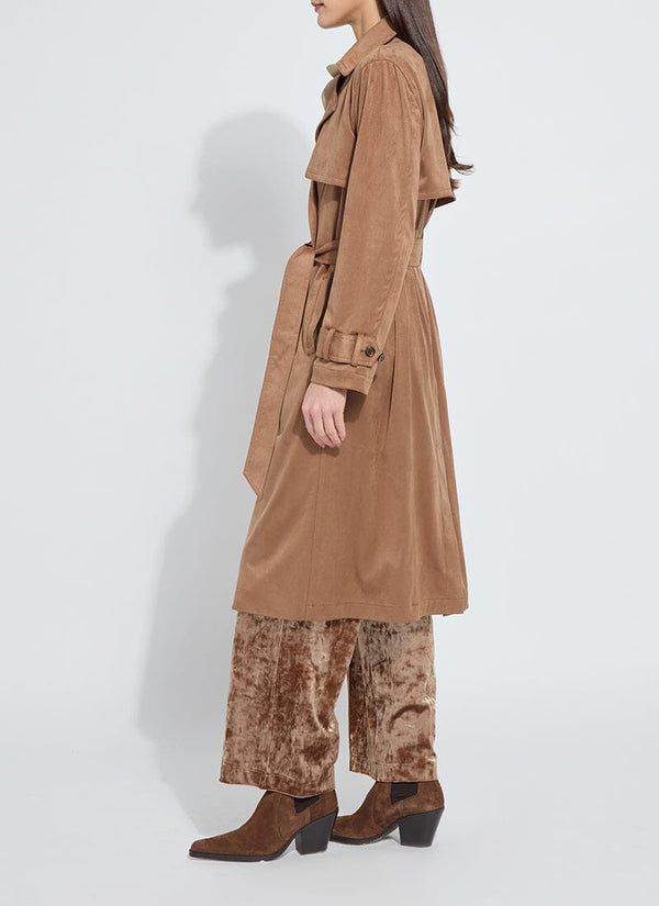 Lyssé Agatha Vegan Suede Trench Coat Lux Camel