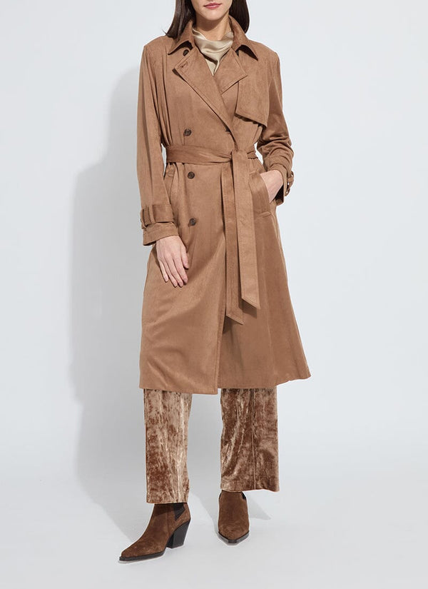 lyssé Agatha Vegan Suede Trench Coat Lux Camel