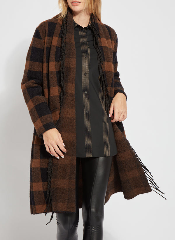 Lyssé Alice Fringe Sweater Coat Macaroon Plaid