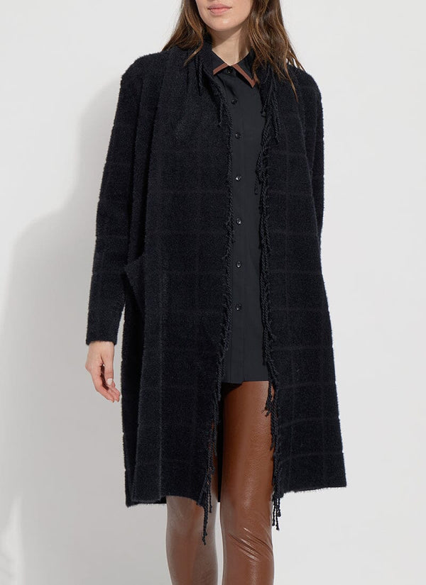 Lyssé Alice Fringe Sweater Coat Macaroon Plaid