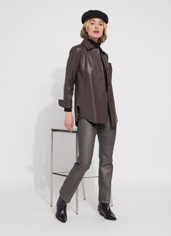 Lyssé Amara Vegan Leather Overshirt Rich Cocoa