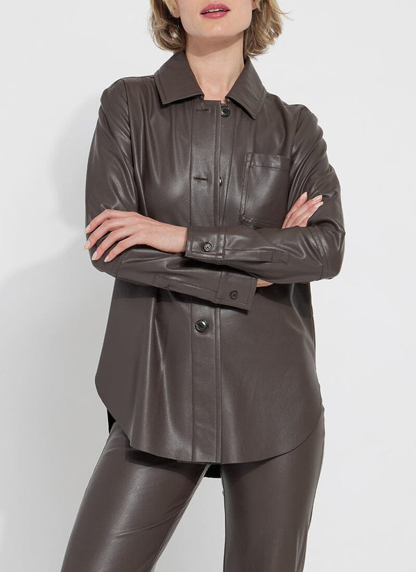 lyssé Amara Vegan Leather Overshirt Rich Cocoa