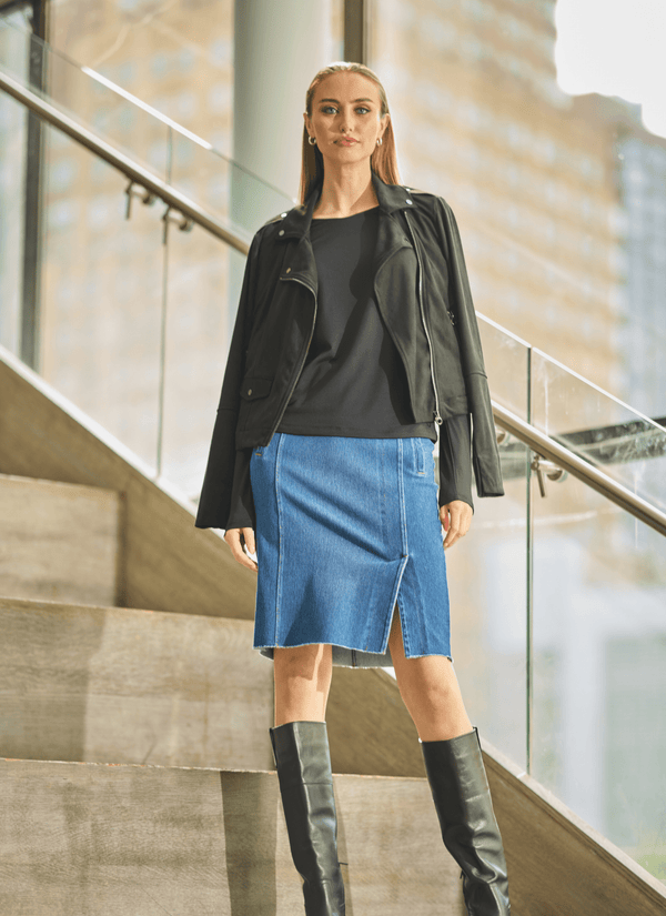 Lyssé Amelia Moto Vegan Suede Jacket Black