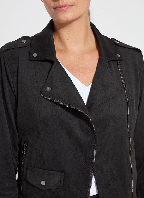 Lyssé Amelia Moto Vegan Suede Jacket Black