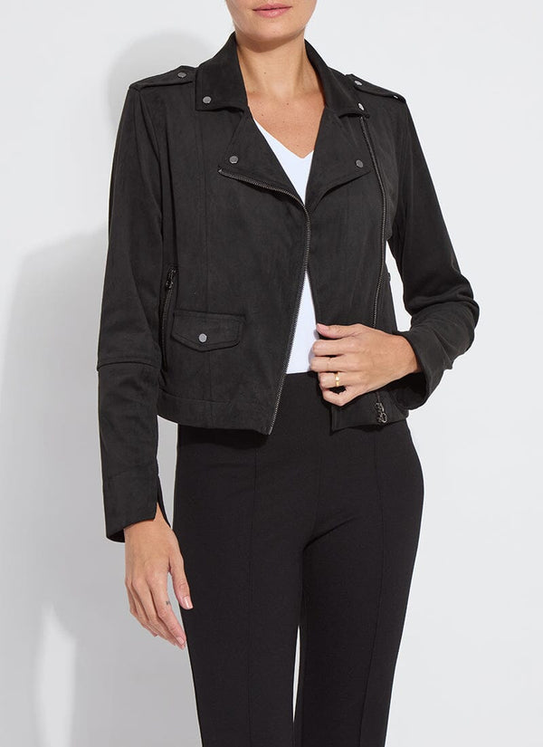 lyssé Amelia Moto Vegan Suede Jacket Black