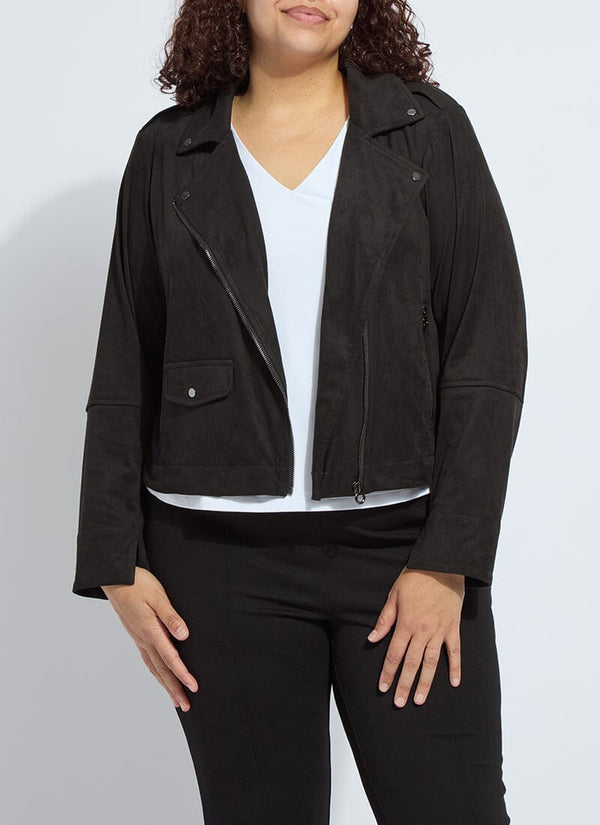 lyssé Amelia Moto Vegan Suede Jacket Curvy Black