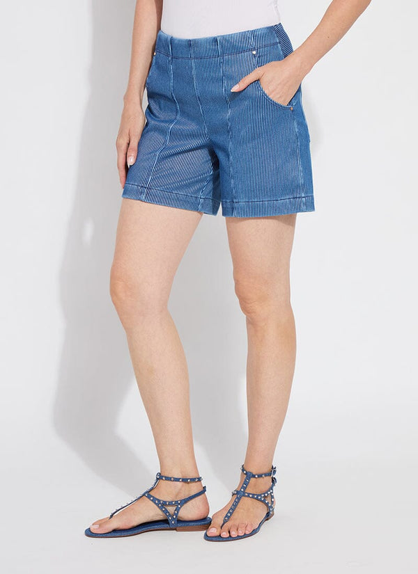 Lyssé Amira Denim Short (6" Inseam) Mid Wash Sheen