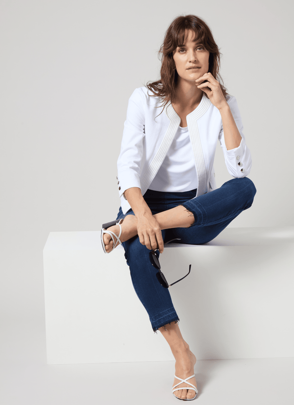 lyssé Arbor Embroidered Denim Jacket White