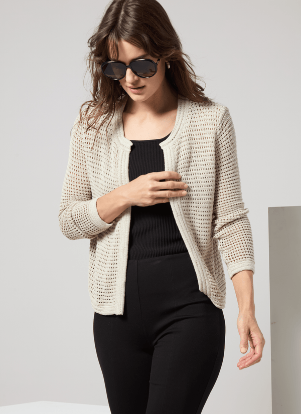 Lyssé Ariana Crochet Cardigan Jacket Oat