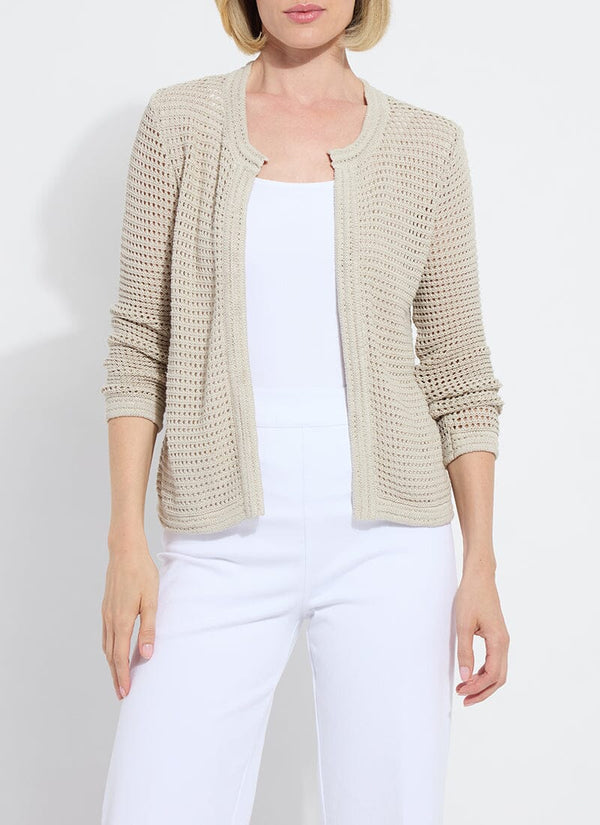 lyssé Ariana Crochet Cardigan Jacket Oat