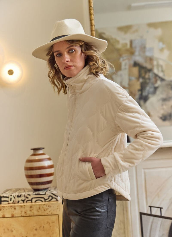 Lyssé Astra Quilted Velvet Jacket Chalk