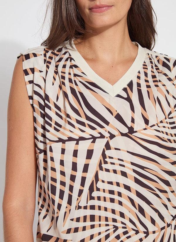 Lyssé Aura Rib Trim Printed Top Pool Side Palm