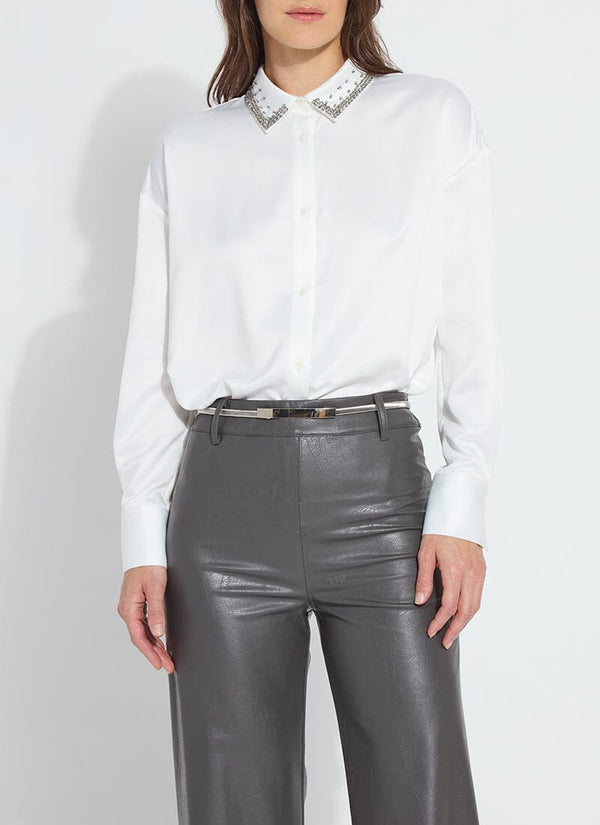 Lyssé Aurora Beaded Satin Shirt Off White