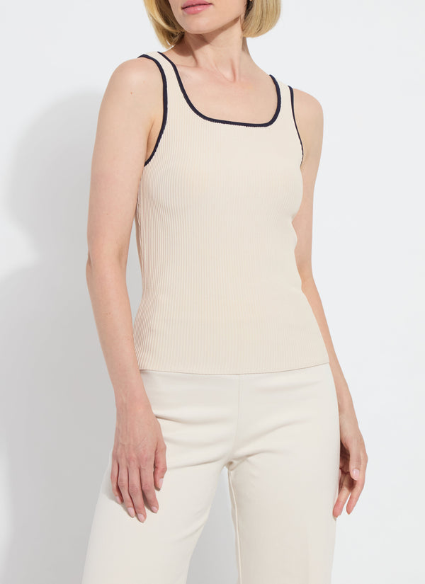 lyssé Avril Sculpting Tank Oat/True Navy