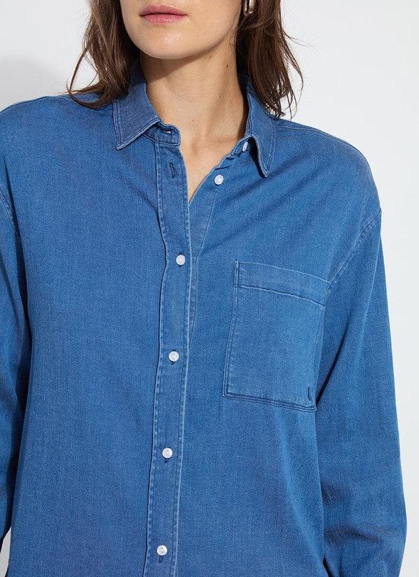 Lyssé Bay Crop Chambray Shirt Mid Wash