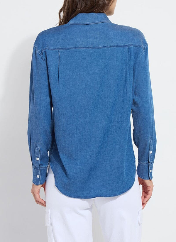 Lyssé Bay Crop Chambray Shirt Mid Wash