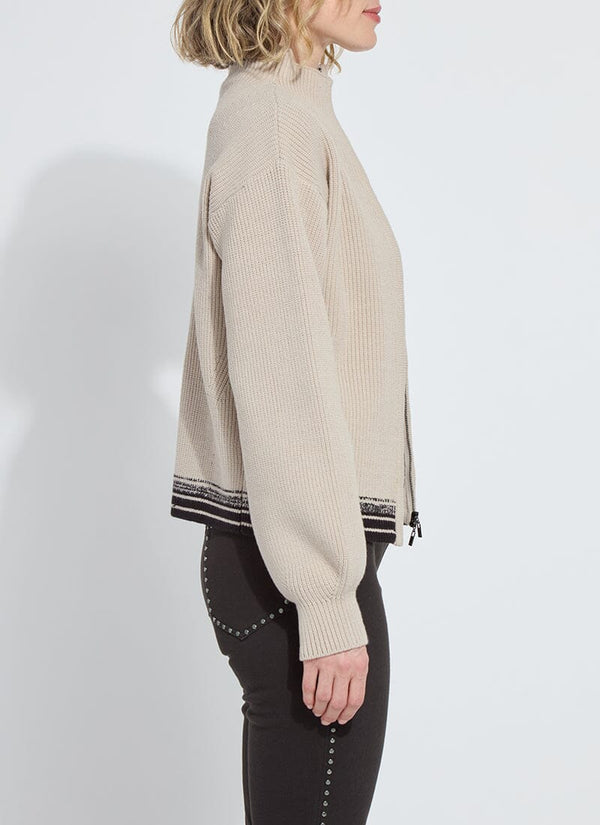Lyssé Blythe Zip Up Cozy Rib Sweater Extra Beige