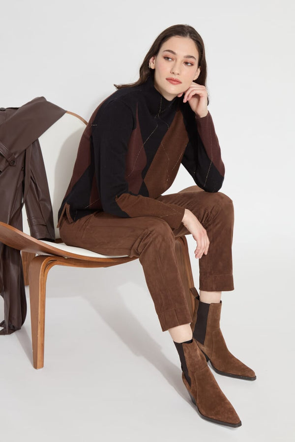 Lyssé Brie Suede Ankle Trouser Warm Brown