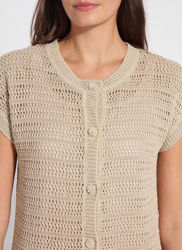Lyssé Brisa Linen Mesh Sleeveless Cardi Linen