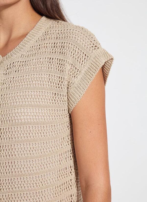 Lyssé Brisa Linen Mesh Sleeveless Cardi Linen