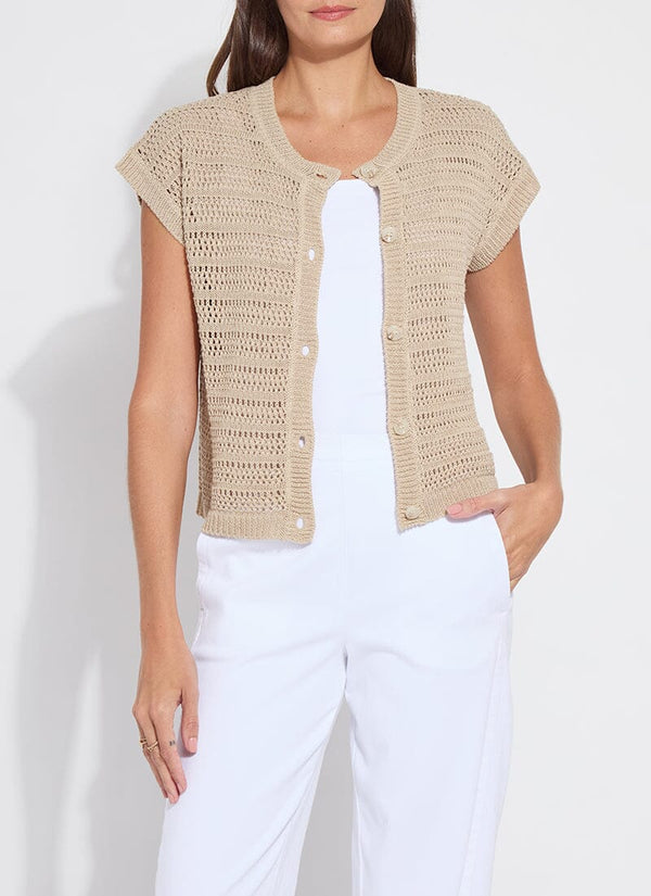 lyssé Brisa Linen Mesh Sleeveless Cardi Linen