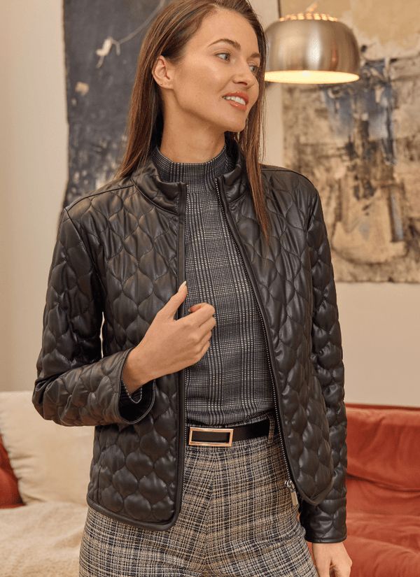 lyssé Brooklyn Quilted Vegan Leather Jacket Black
