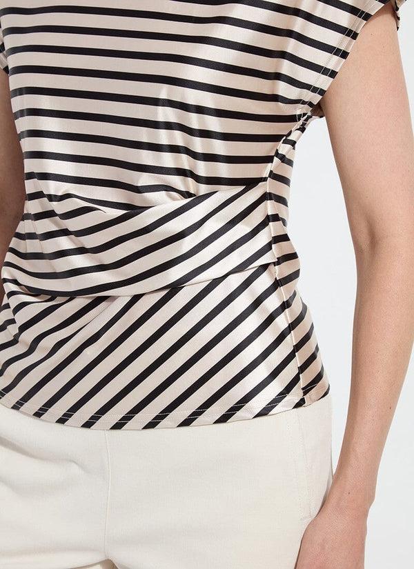 Lyssé Bruna Side Draped Top Printed Coastal Stripe