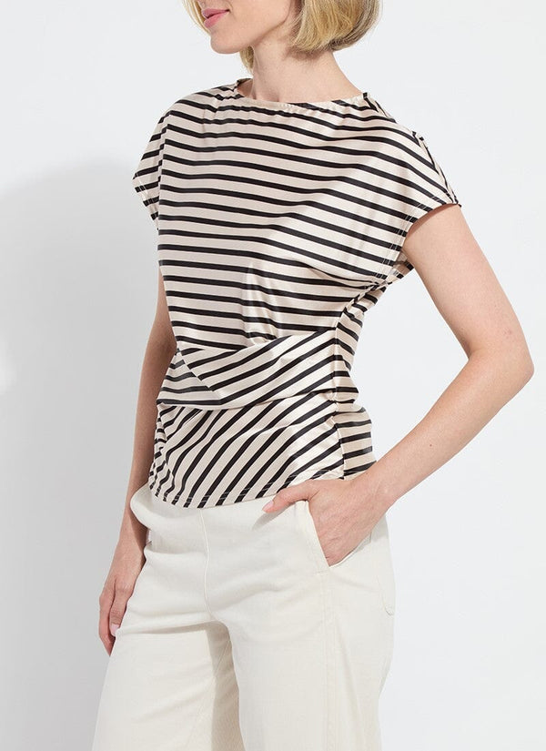 Lyssé Bruna Side Draped Top Printed Coastal Stripe