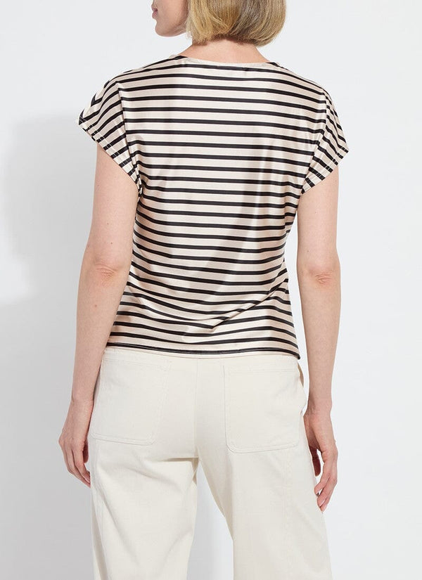 Lyssé Bruna Side Draped Top Printed Coastal Stripe