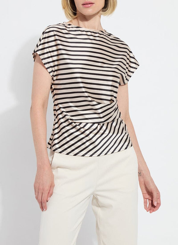 lyssé Bruna Side Draped Top Printed Coastal Stripe