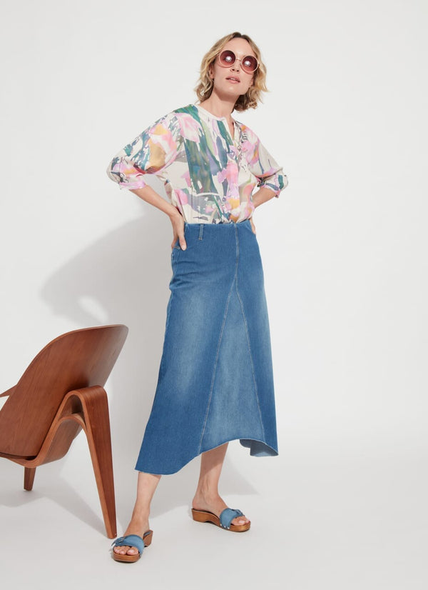 Lyssé Camille Denim Maxi Skirt Mid Wash
