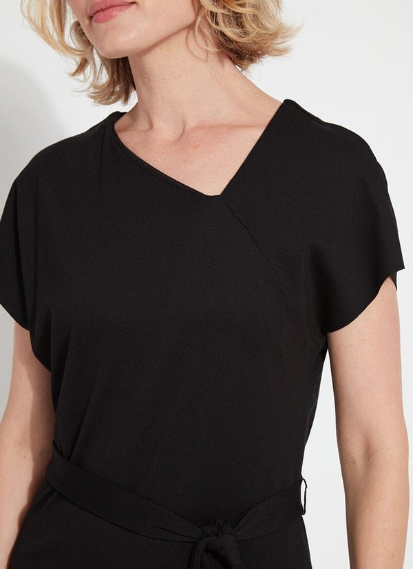 Lyssé Celeste Asymmetrical Neck Dress Black