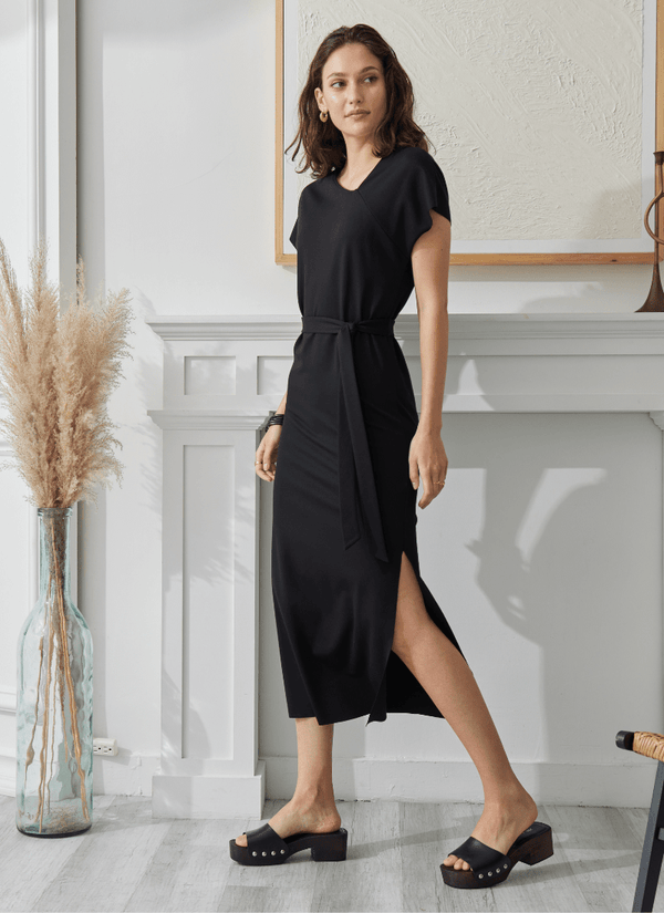 lyssé Celeste Asymmetrical Neck Dress Black